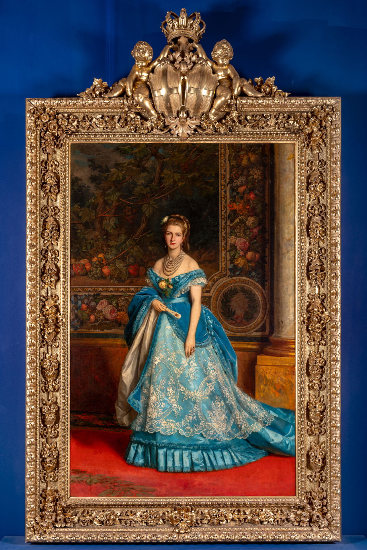 Michele Gordigiani (Firenze 1835-1909), Margherita di Savoia Genova, 1872 Olio su tela; legno scolpito, intagliato e dorato Musei Reali di Torino, Palazzo Reale, inv. 1636